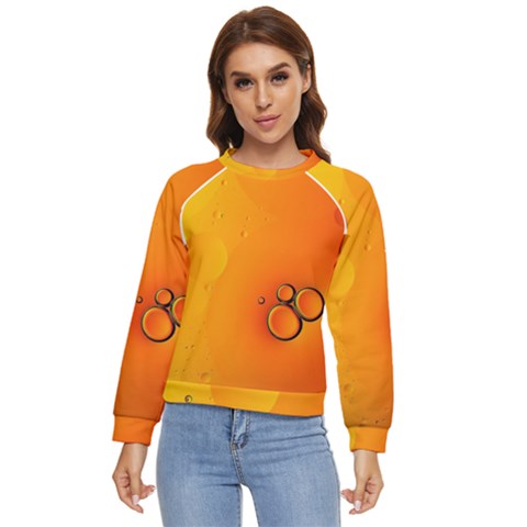 Wallpaper Liquid Bubbles Macro Orange Bright Women s Long Sleeve Raglan Tee by artworkshop