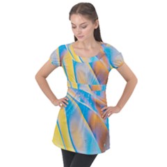 Water And Sunflower Oil Puff Sleeve Tunic Top by artworkshop