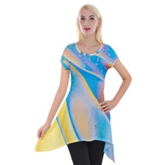 Water And Sunflower Oil Short Sleeve Side Drop Tunic by artworkshop