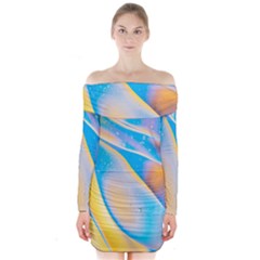 Water And Sunflower Oil Long Sleeve Off Shoulder Dress by artworkshop