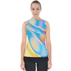 Water And Sunflower Oil Mock Neck Shell Top by artworkshop