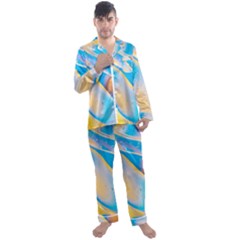 Water And Sunflower Oil Men s Long Sleeve Satin Pajamas Set