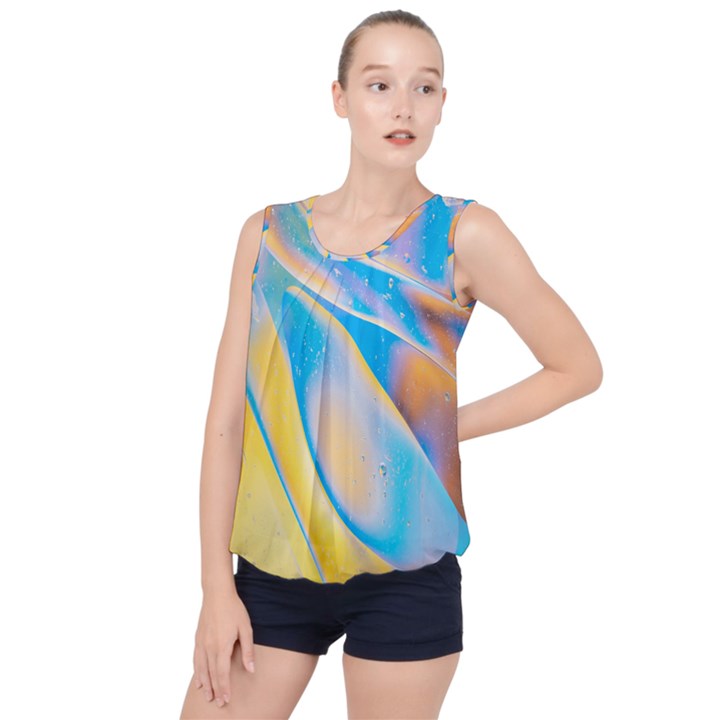 Water And Sunflower Oil Bubble Hem Chiffon Tank Top