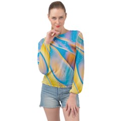 Water And Sunflower Oil Banded Bottom Chiffon Top by artworkshop