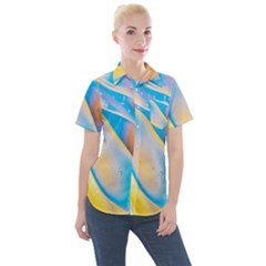 Water And Sunflower Oil Women s Short Sleeve Pocket Shirt