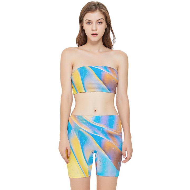 Water And Sunflower Oil Stretch Shorts and Tube Top Set