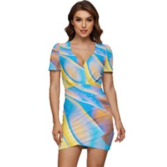 Water And Sunflower Oil Low Cut Cap Sleeve Mini Dress by artworkshop