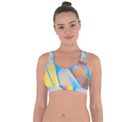 Water And Sunflower Oil Cross String Back Sports Bra by artworkshop