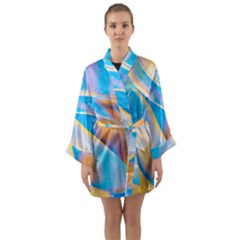 Water And Sunflower Oil Long Sleeve Satin Kimono by artworkshop