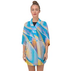 Water And Sunflower Oil Half Sleeve Chiffon Kimono by artworkshop