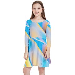 Water And Sunflower Oil Kids  Quarter Sleeve Skater Dress by artworkshop