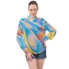 Water And Sunflower Oil High Neck Long Sleeve Chiffon Top by artworkshop