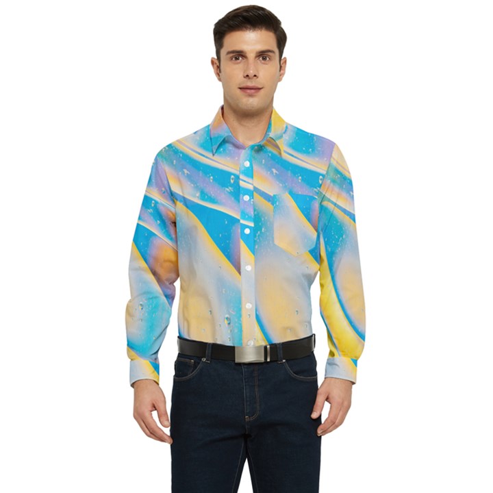 Water And Sunflower Oil Men s Long Sleeve Pocket Shirt 