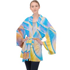 Water And Sunflower Oil Long Sleeve Velvet Kimono  by artworkshop