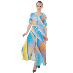 Water And Sunflower Oil Waist Tie Boho Maxi Dress by artworkshop