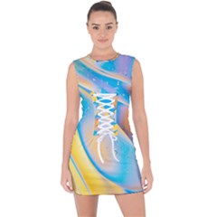 Water And Sunflower Oil Lace Up Front Bodycon Dress by artworkshop