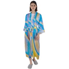 Water And Sunflower Oil Maxi Satin Kimono by artworkshop