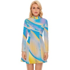 Water And Sunflower Oil Long Sleeve Velour Longline Dress by artworkshop