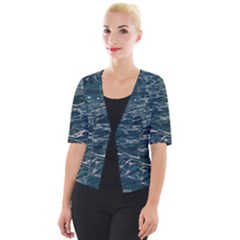 Water Sea Cropped Button Cardigan by artworkshop