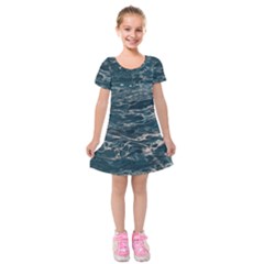 Water Sea Kids  Short Sleeve Velvet Dress