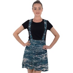 Water Sea Velvet Suspender Skater Skirt by artworkshop