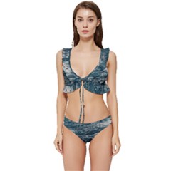 Water Sea Low Cut Ruffle Edge Bikini Set by artworkshop