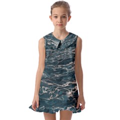 Water Sea Kids  Pilgrim Collar Ruffle Hem Dress by artworkshop