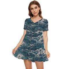 Water Sea Tiered Short Sleeve Babydoll Dress by artworkshop