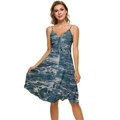 Water Sea Sleeveless Tie Front Chiffon Dress by artworkshop