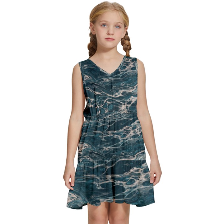 Water Sea Kids  Sleeveless Tiered Mini Dress