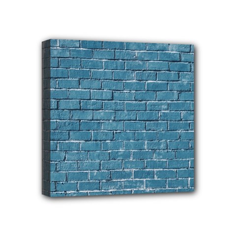 White And Blue Brick Wall Mini Canvas 4  X 4  (stretched) by artworkshop