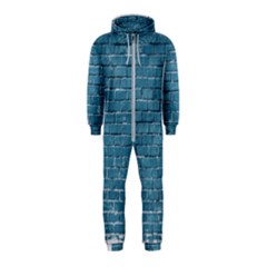 White And Blue Brick Wall Hooded Jumpsuit (kids)