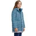 White And Blue Brick Wall Kid s Hooded Longline Puffer Jacket View2