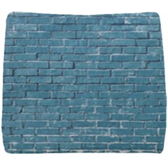 White And Blue Brick Wall Seat Cushion by artworkshop