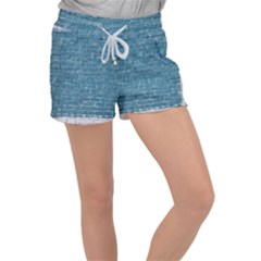 White And Blue Brick Wall Velour Lounge Shorts by artworkshop