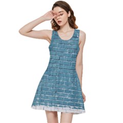 White And Blue Brick Wall Inside Out Racerback Dress by artworkshop