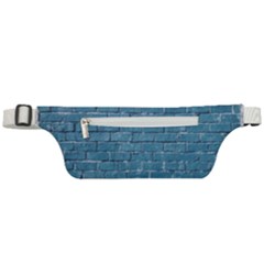 White And Blue Brick Wall Active Waist Bag by artworkshop