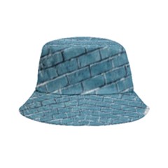 White And Blue Brick Wall Inside Out Bucket Hat by artworkshop