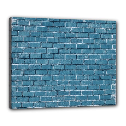 White And Blue Brick Wall Canvas 20  X 16  (stretched) by artworkshop