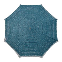 White And Blue Brick Wall Golf Umbrellas by artworkshop