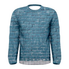 White And Blue Brick Wall Men s Long Sleeve Tee