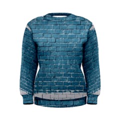 White And Blue Brick Wall Women s Sweatshirt by artworkshop