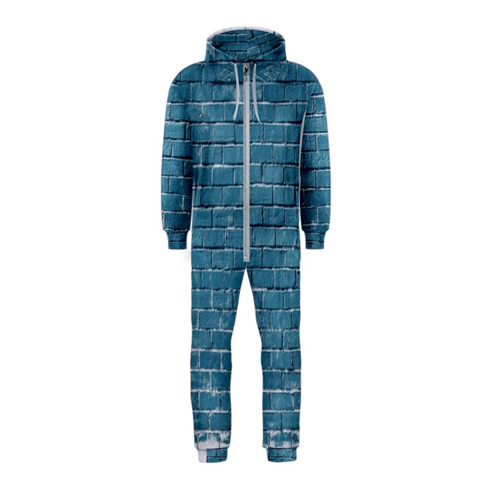 White And Blue Brick Wall Hooded Jumpsuit (Kids)