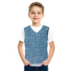 White And Blue Brick Wall Kids  Basketball Tank Top by artworkshop