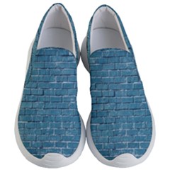 White And Blue Brick Wall Women s Lightweight Slip Ons by artworkshop