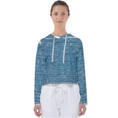 White And Blue Brick Wall Women s Slouchy Sweat by artworkshop