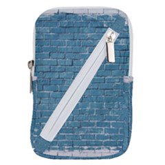 White And Blue Brick Wall Belt Pouch Bag (large) by artworkshop