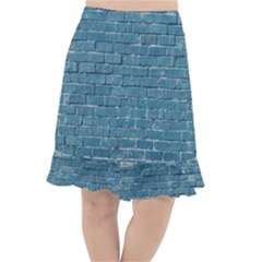 White And Blue Brick Wall Fishtail Chiffon Skirt by artworkshop