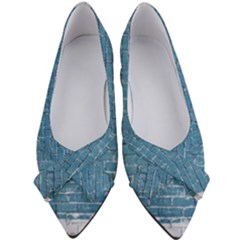 White And Blue Brick Wall Women s Bow Heels by artworkshop