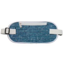 White And Blue Brick Wall Rounded Waist Pouch by artworkshop